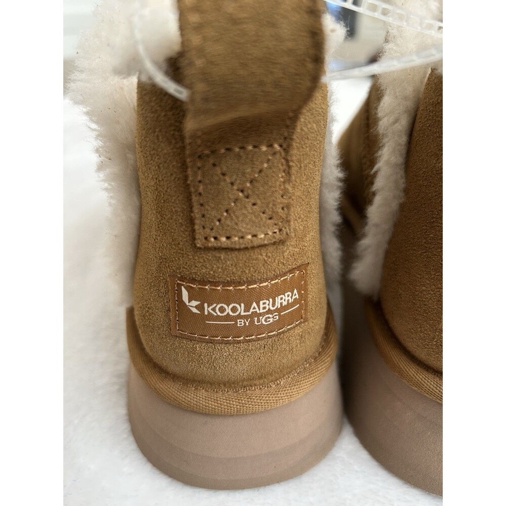 Koolaburra by UGG Cozy Faux Fur Lined Platform Chestnut Ankle Boots Women 9 NEW - Picture 2 of 9